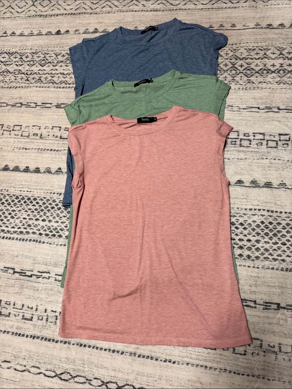 Sunbs Women's Cap-Sleeve Crewneck Tee - Pink, Green, Blue (3-Pack)